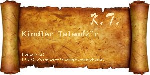 Kindler Talamér névjegykártya